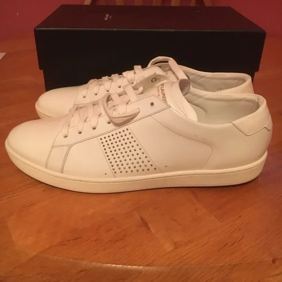Saint Laurent SL/01 studded white low-tops. Size 13.5 US. Authentic. Worn twice. Saint Laurent Sl 01 Sneakers | Grailed main image 2